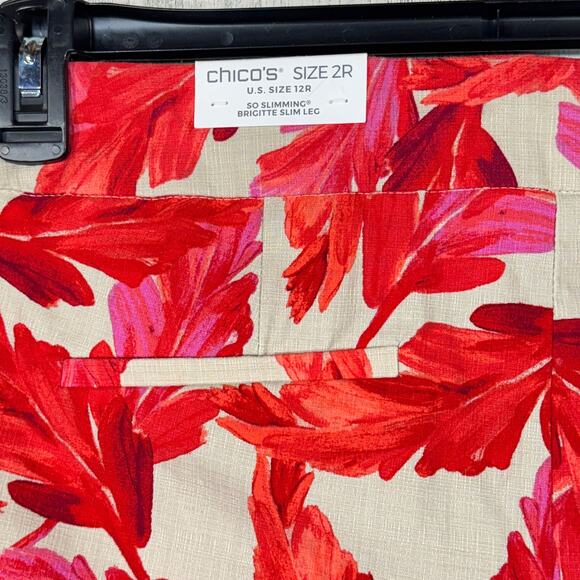 Chico’s SZ 2R (12R) Brigitte Slim Leg Crop Pants So Slimming Feather Pull-On New - Picture 5 of 7